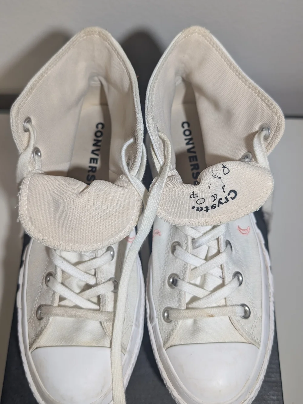 Converse Platform High-Top Sneakers with Colorful Symbols - White